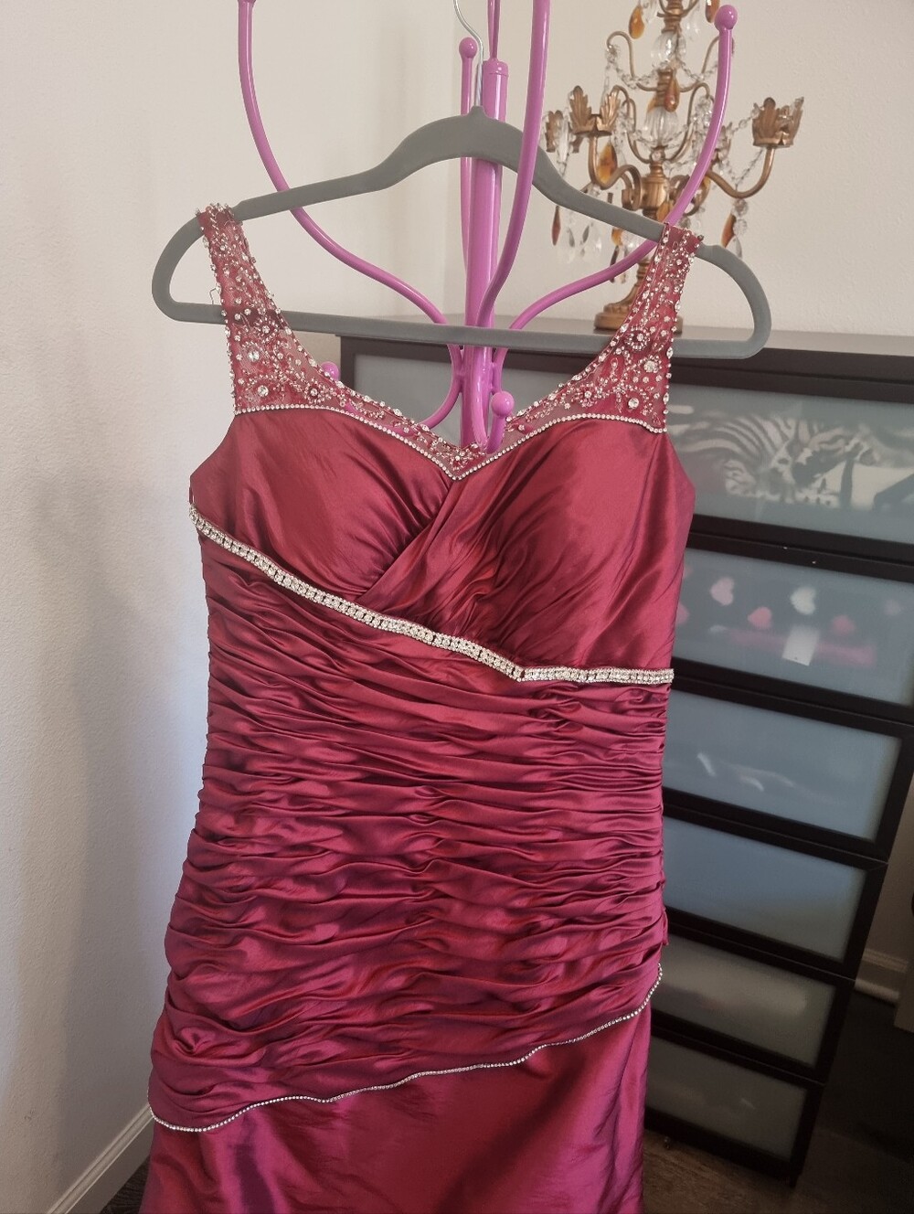 Elegant Beaded Burgundy Evening Dress